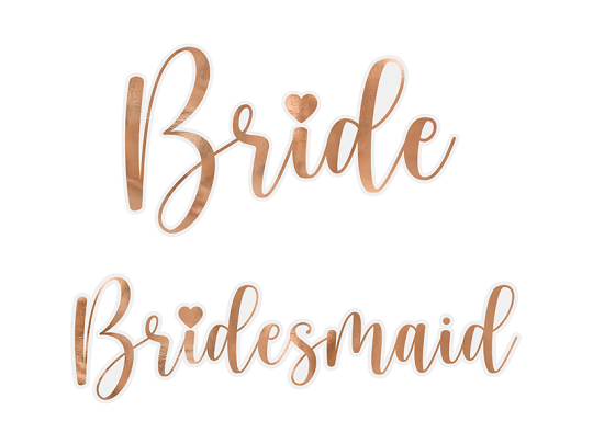 Glasaufkleber für ''Bride & Bridesmaid'', roségold (1 VPE / 6 Stk.)