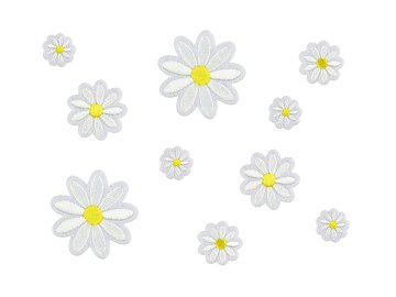 Iron on patches Daisy, mix, 2x2-4.5x4.5 cm (1 pkt / 10 pc.)