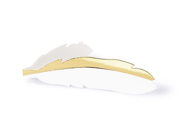 Place cards - Feathers, gold, 10.5x3cm (1 pkt / 10 pc.)