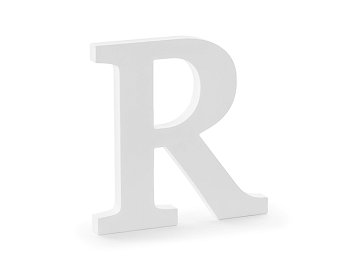 Drewniana litera R, biały, 19,5x20cm