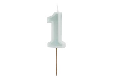 Birthday candle Number 1, light mint, 6 cm