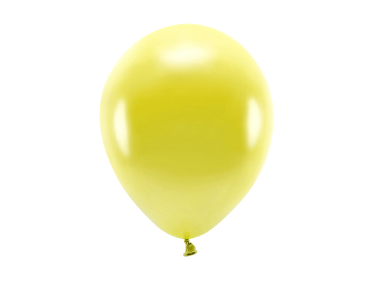 Ballons Eco 26 cm métallisés, jaune (1 pqt. / 100 pc.)