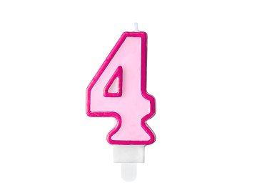 Bougie d'anniversaire Chiffre 4, rose, 7 cm