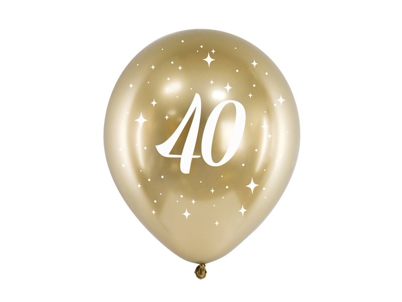 Latexballong Glossy – 40-årsdag – guld – 30 cm
