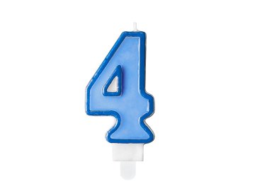 Bougie d'anniversaire Chiffre 4, bleu, 7 cm