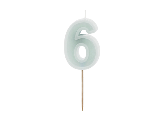 Birthday candle Number 6, light mint, 6 cm