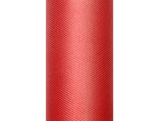 Tiul gładki, czerwony, 0,3 x 9m