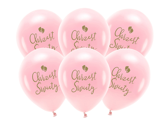 Balony Eco 33 cm,  Chrzest Święty, rumiany różowy (1 op. / 6 szt.)
