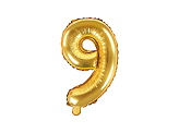 Ballon Mylar Chiffre ''9'', 35cm, doré