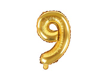 Ballon Mylar Chiffre ''9'', 35cm, doré