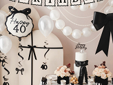 Banner Happy Birthday Bows, 100 cm, cream-black