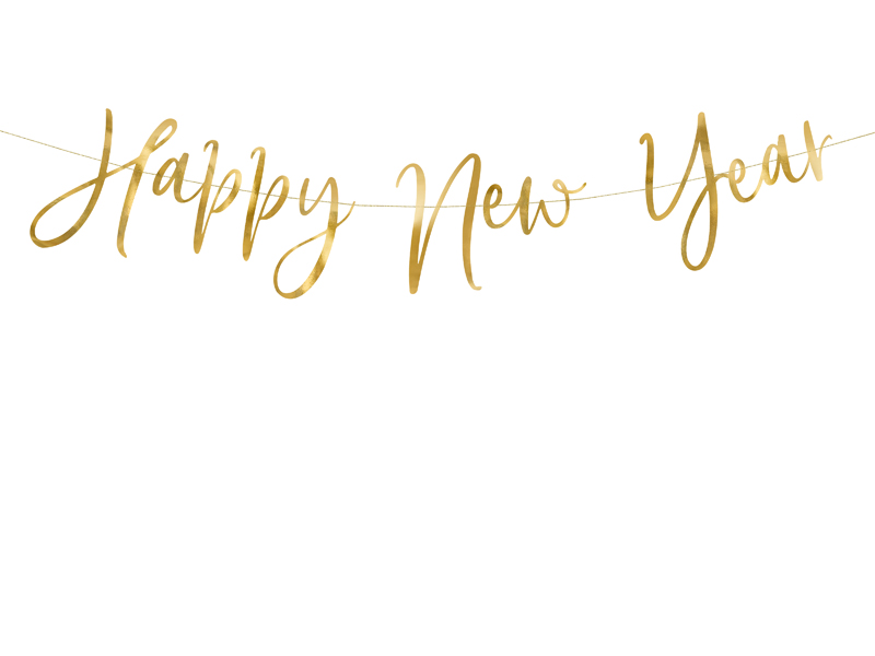 Flaggbanner – Happy New Year – guld – 66x18 cm