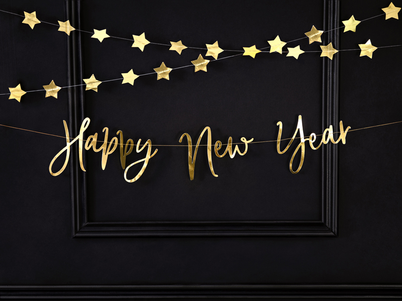 Banner Happy New Year, gold, 66x18cm - Internet shop :: PartyDeco