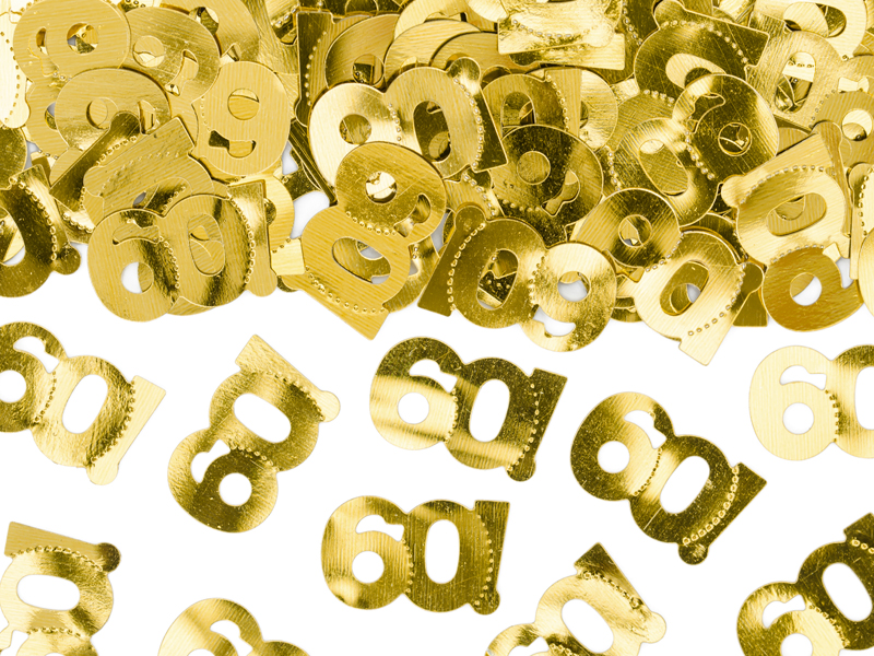 Konfetti – Siffra 60 – metallisk – guld – 15g