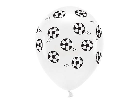 Ballons Eco 33 cm pastel, football, blanc (1 pqt. / 6 pc.)