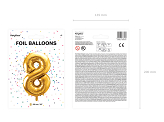 Folienballon Ziffer ''8'', 86cm, gold