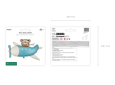Foil balloon Bear in Airplane, 94x61 cm, light blue