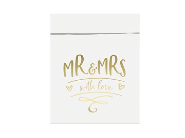 Süßigkeiten-Tüten Mr & Mrs, gold, 13x14cm (1 VPE / 6 Stk.)