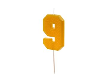 Birthday candle Number 9, 6 cm, yellow
