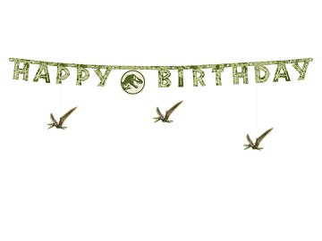 Banner Happy Birthday Jurassic World, 45x165 cm, mix