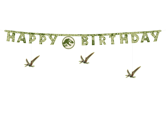 Banner Happy Birthday Jurassic World, 45x165 cm, mix