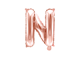 Balon foliowy Litera ''N'', 35cm, różowe złoto