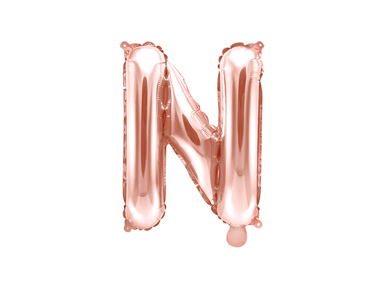 Balon foliowy Litera ''N'', 35cm, różowe złoto
