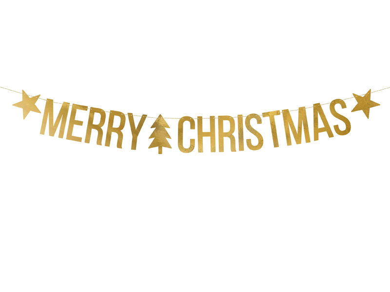 Flaggbanner – Merry Christmas – guld – 10.5x150 cm
