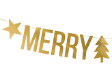 Baner Merry Christmas, złoty, 10,5x150cm