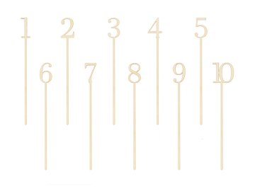 Numéros de table en bois, 25 cm (1 pqt. / 10 pc.)
