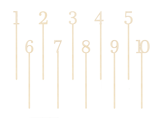 Numéros de table en bois, 25 cm (1 pqt. / 10 pc.)