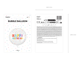 Ballon aluminium Bubble Happy Birthday, 60 cm, transparent
