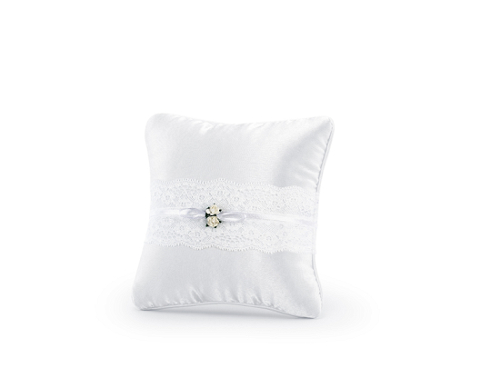 Ring bearer pillow, white, 16 x 16cm