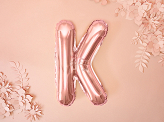 Balon foliowy Litera ''K'', 35cm, różowe złoto