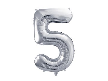 Folienballon Ziffer ''5'', 72cm, silber