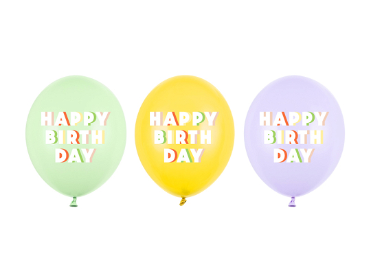 Balloons 30 cm, Happy Birthday, mix (1 pkt / 50 pc.)