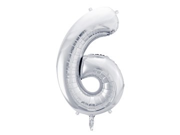 Foil Balloon Number ''6'', 86cm, silver