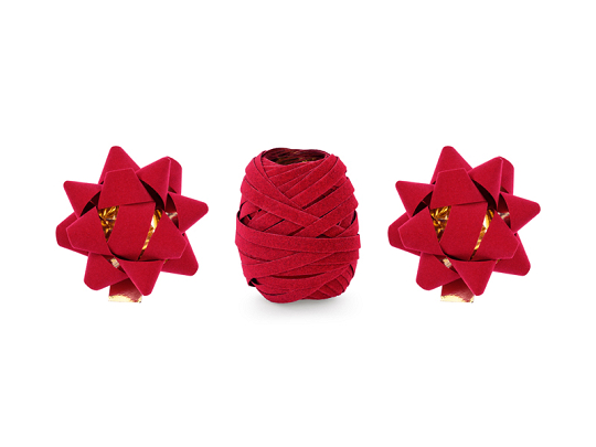 Set de rubans et rosettes en velours, rouge, mix (1 pqt. / 3 pc.)