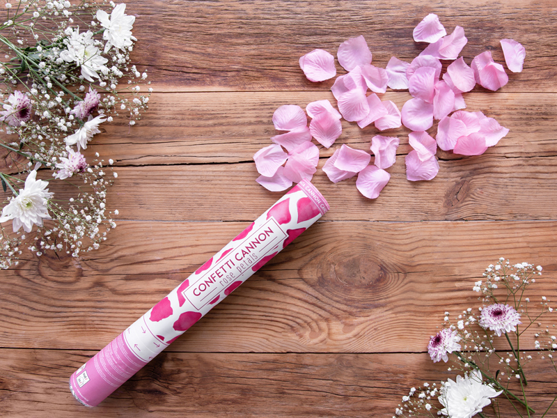 Confetti cannon with rose petals, pink, 40cm shop