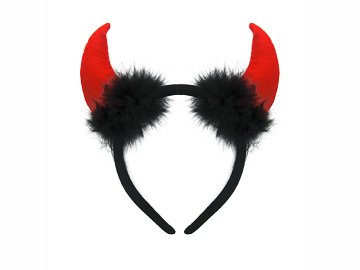 Headband Devil with fur, black
