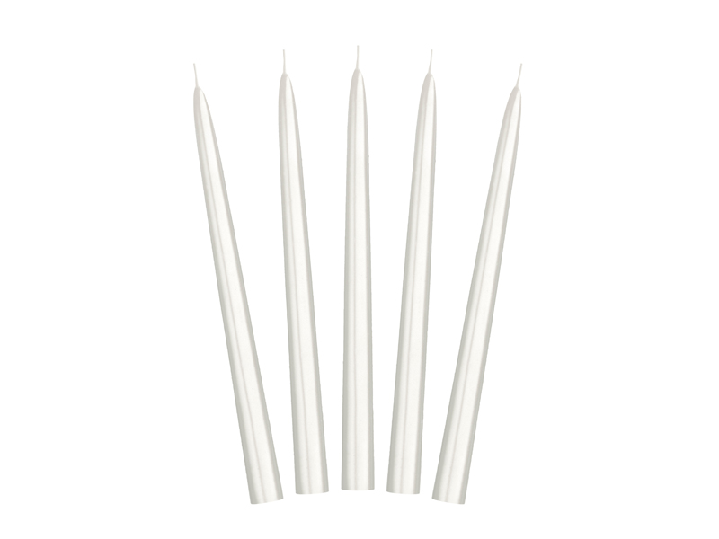 Taperljus – metallisk – pärlvit – 24 cm – 10-pack