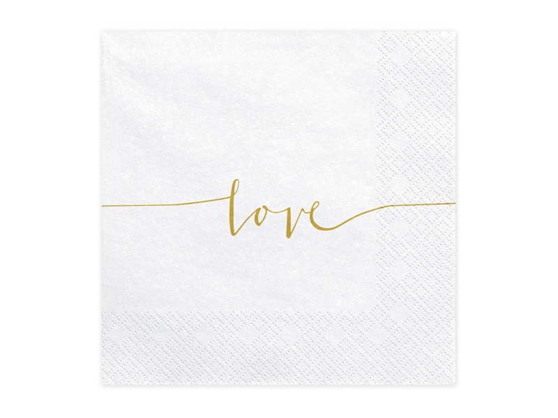 Servetter – Kärlek – guld – 33x33 cm – 20-pack