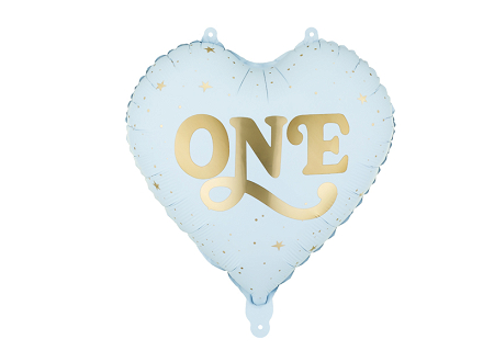 Balon foliowy Serce ''One'', 45 cm, jasny niebieski