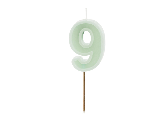 Birthday candle Number 9, green, 6 cm