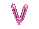 Ballon Mylar Lettre ''V'', 35cm, rose foncé
