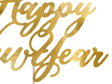 Caketopper Happy New Year, gold, 24cm