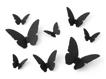 Paper Moth Decoration, black, 6-12cm (1 pkt / 30 pc.)