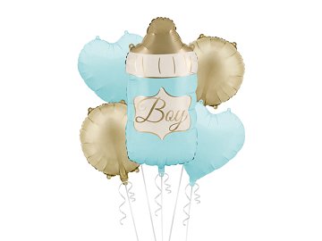 Foil balloon set Baby Bottle Boy, blue (1 pkt / 5 pc.)