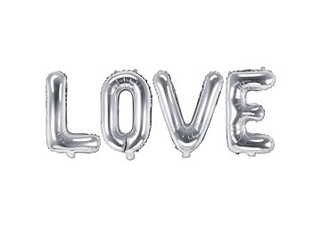 Foil Balloon Love, 140x35cm, silver