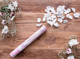 Confetti cannon with rose petals, white, 40cm